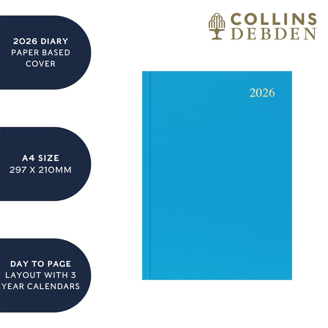 Collins Essential 2026 Appointment Book - Day-to-Page Layout | A4 Dark Blue Hard Cover 4