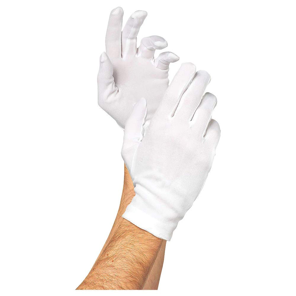 SHATCHI Unisex White Short Gloves - Costume Accessory for Captain, Clown, Magician, Santa, Halloween, 50s Gangster Parties
