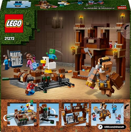 LEGO Minecraft Woodland Mansion Fighting Ring - Building Set with Steve, Garrett, Henry, Baby Zombie, Chicken Jockey, Great Hog - 491 Pieces (21272)
