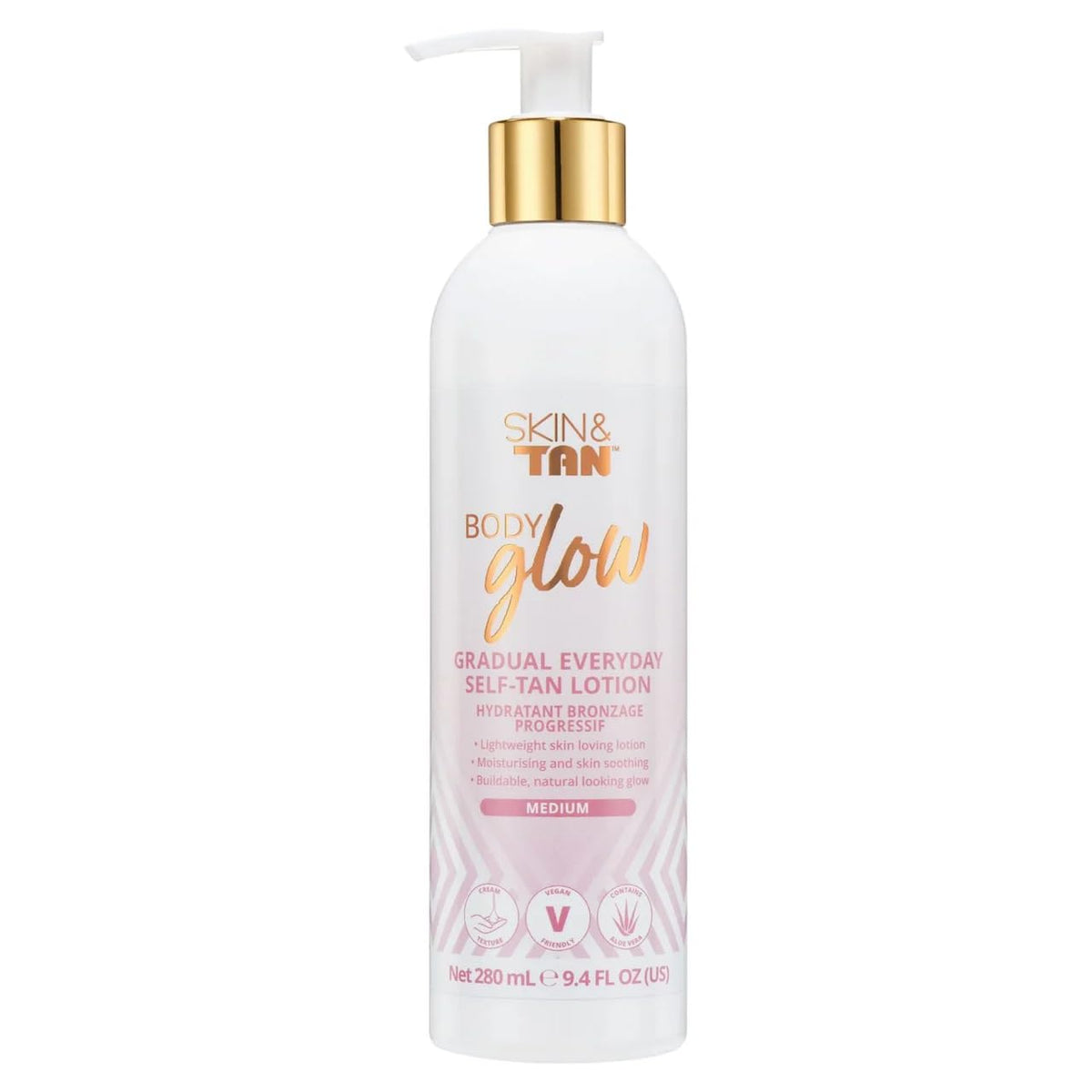 SKIN & TAN Body Glow Gradual Tanning Lotion - Moisturising, Coconut & Vanilla Scent, 280ml