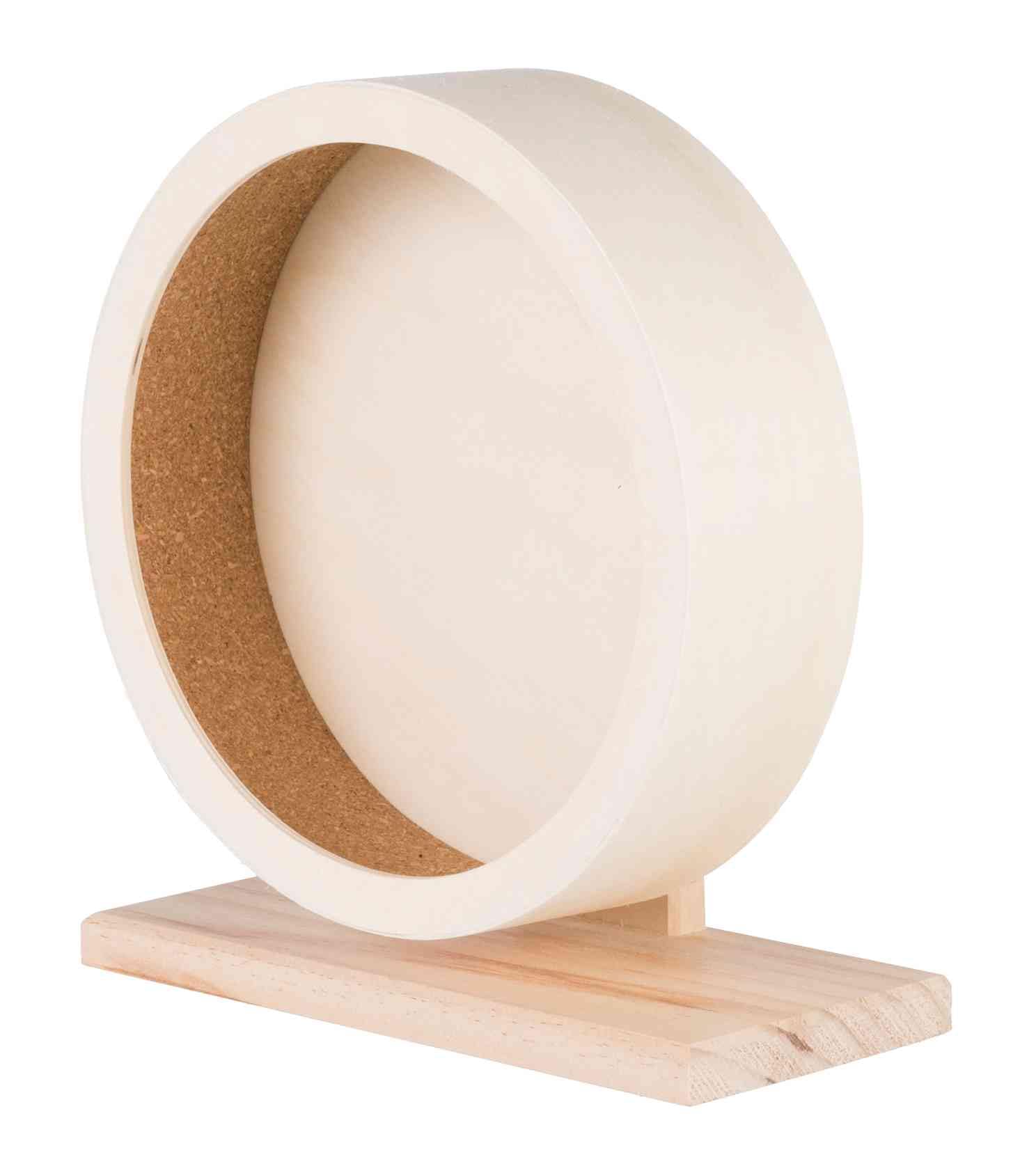 TRIXIE Wooden Wheel - 21 cm Diameter | Paw-Friendly Cork Surface | Quiet Ball Bearing