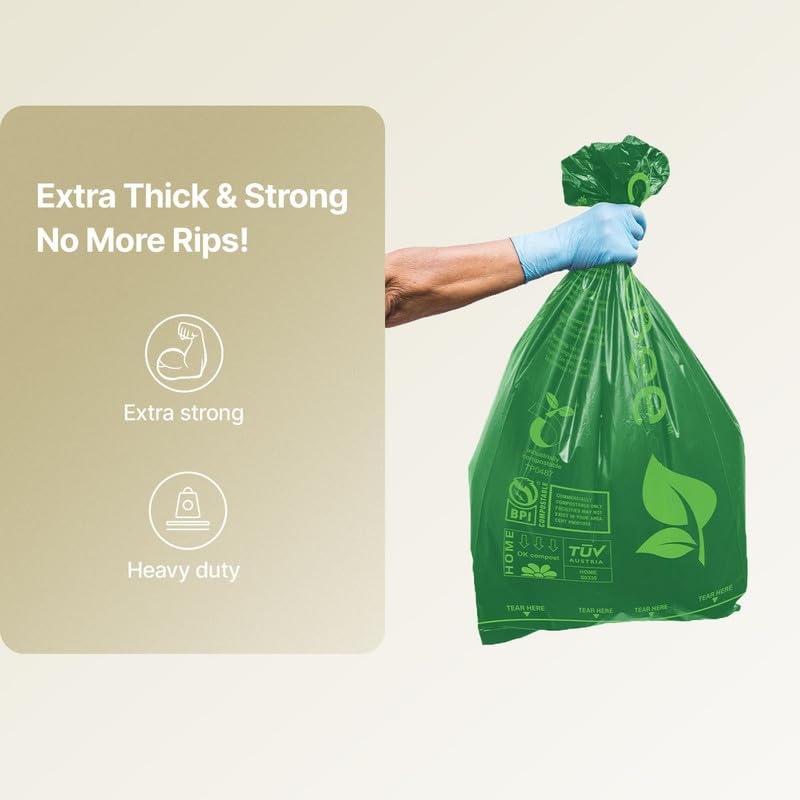 CareBee 50L Biodegradable Kitchen Bin Bags - 100% Compostable, Tear Resistant (30 Bags) 7