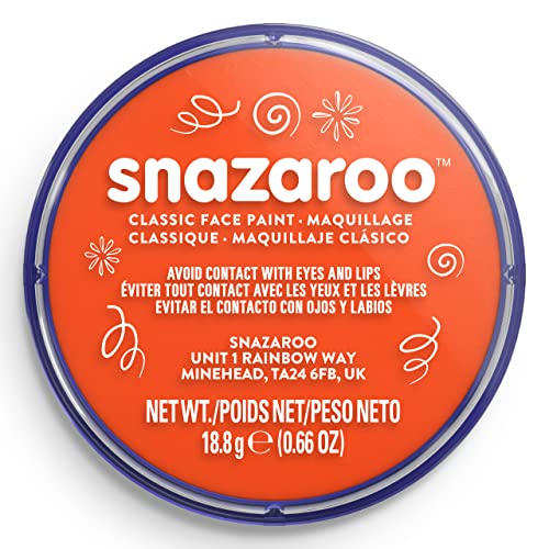 Snazaroo Classic Face and Body Paint - Dark Orange, 18.8g Water-Based, Non-Toxic, Hypoallergenic, Fragrance-Free, Made in the UK (Pack of 2)