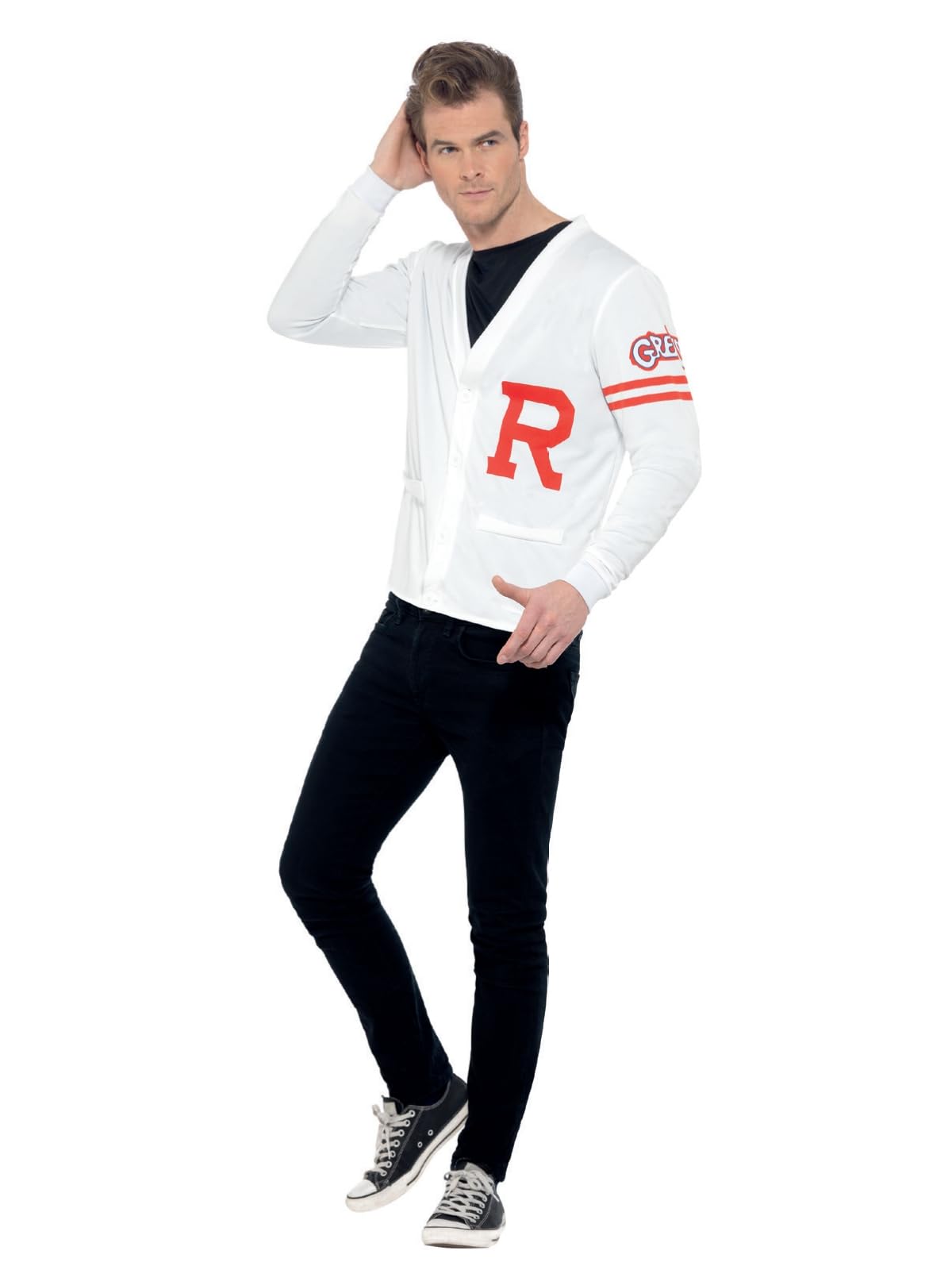 Smiffys Men's Official Grease Rydell Prep Costume - White, Size M (38"-40") 1