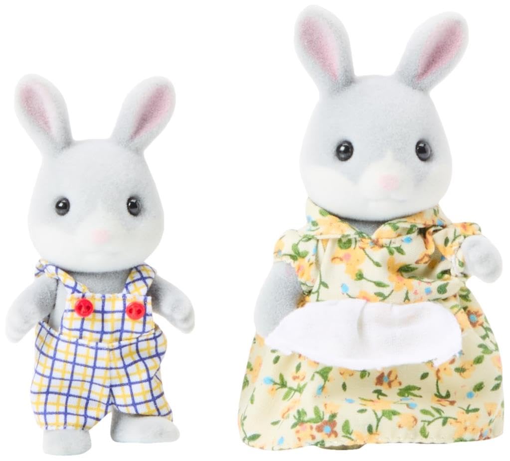 Sylvanian Families Cottontail Rabbit Family - 4-Piece Playset with Removable Clothing