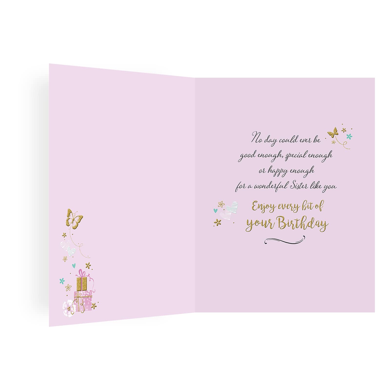 Piccadilly Greetings Sister Birthday Greeting Card - 8 x 6 Inches | Pre-Printed Message