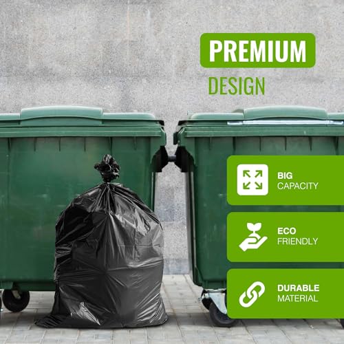 EcoBag 240L Heavy Duty Wheelie Bin Liners - 20 Pack Black Recycled Bags