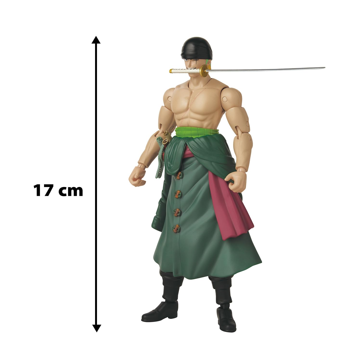 BANDAI Anime Heroes One Piece Roronoa Zoro 3 Swords Style Action Figure | 17cm Articulated Figure 10