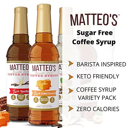Matteo's Sugar Free Coffee Flavoring Syrup - Salted Caramel | 0 Calorie, Keto Friendly | 750 ml 11