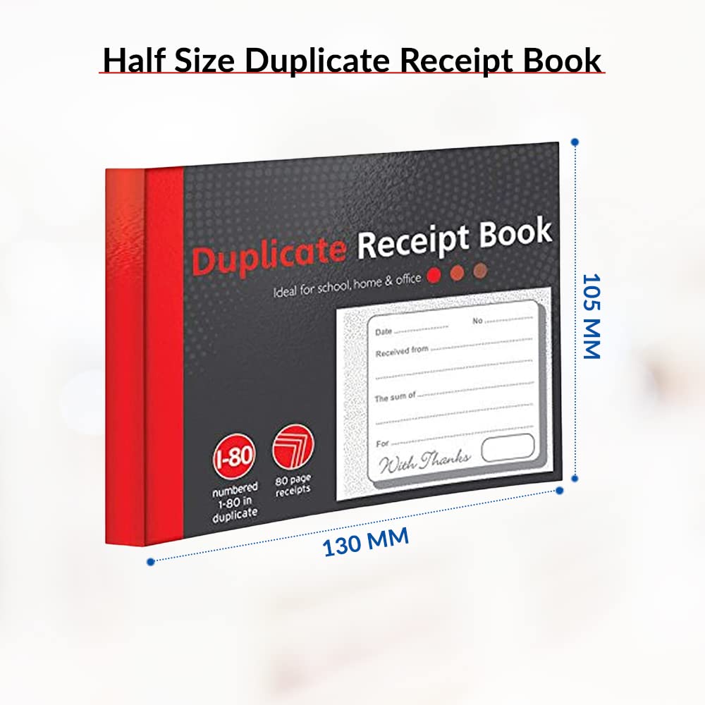1ABOVE Duplicate Receipt Book - 80 Numbered Pages | Half Size (5"x4") | Duplicate Copy Record Keeping 3