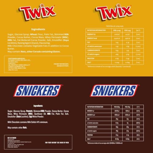 Mixed Bulk Chocolate Box with Snickers, Twix, M&M's Peanuts, Maltesers & Bounty - 30 Full-Size Bars