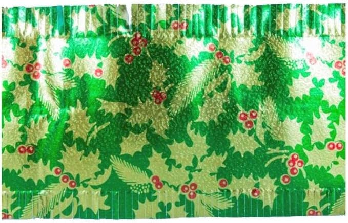 Green Holly Foil Cake Frill Decoration - 90cm Reusable Christmas Trim 3