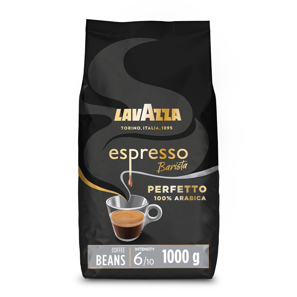 Lavazza Barista Perfetto Whole Coffee Beans - Arabica/Robusta Blend, Drum Roast, 1kg Resealable Pack