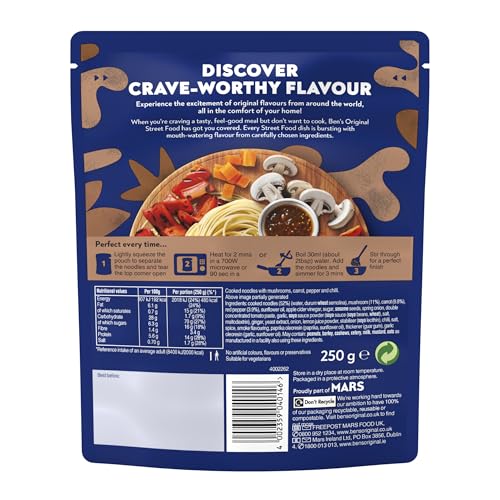 Ben's Original - Street Food Korean BBQ Style Noodles Ready Meal (6x 250g)