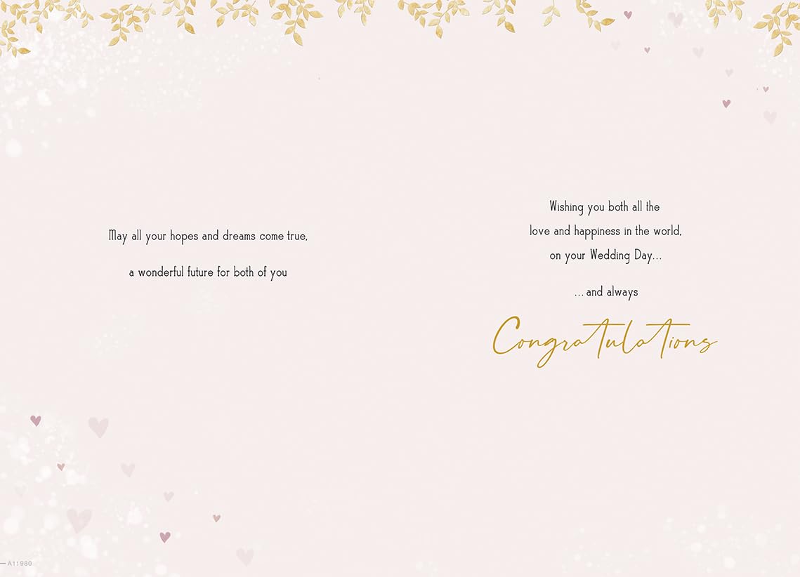 Piccadilly Greetings Wonderful Couple Happy Wedding Day Card | 9 x 6 Inches | Pink 2