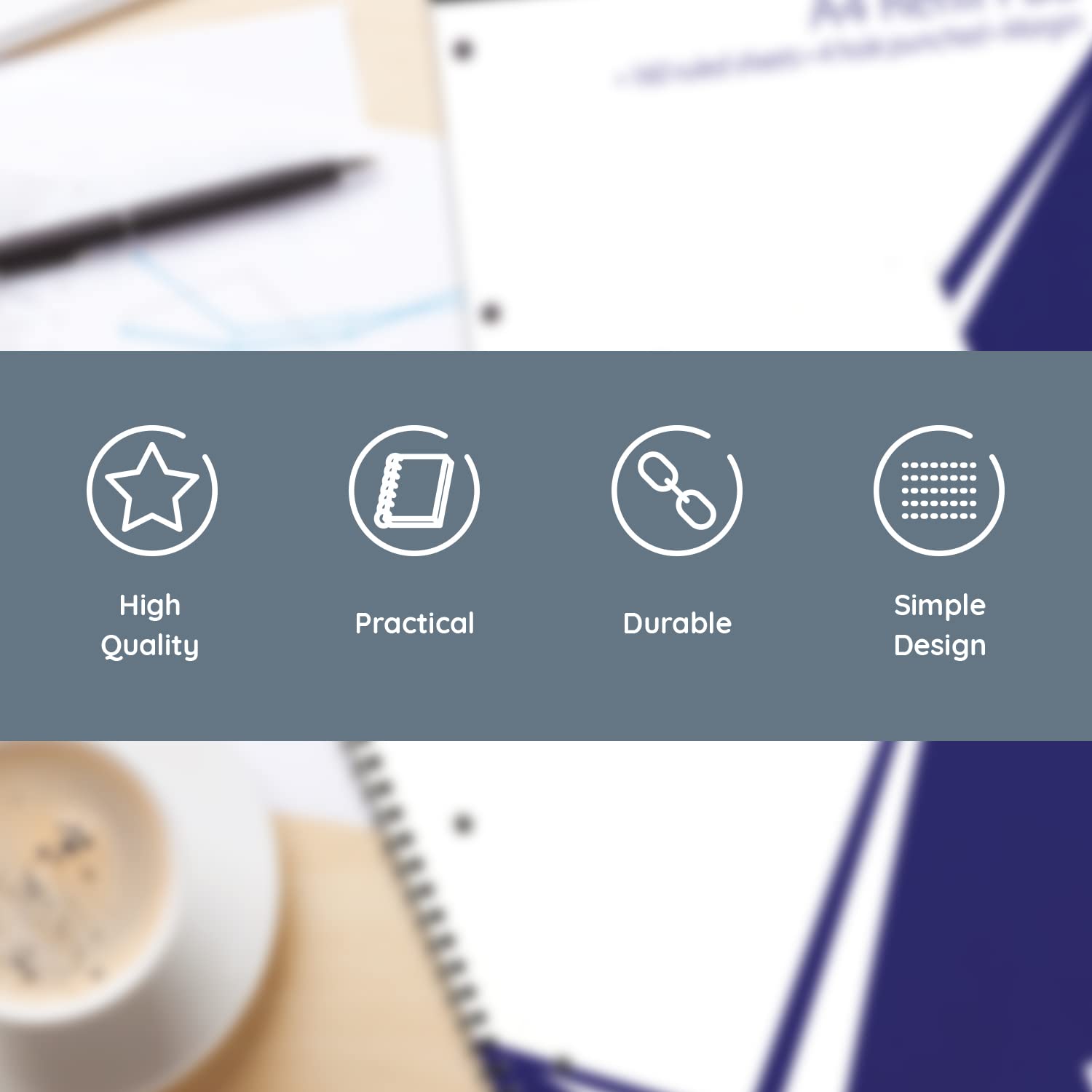 nu: Office Range - A4 Hardback Wirebound Notebook | 160 Pages | 60gsm Feint Ruled 3