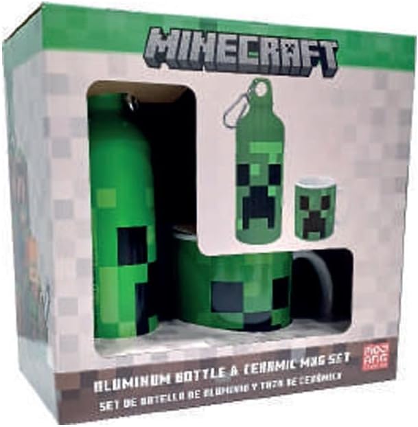 Kids Licensing Cup and aluminium drinking bottle set, 500 ml, Minecraft