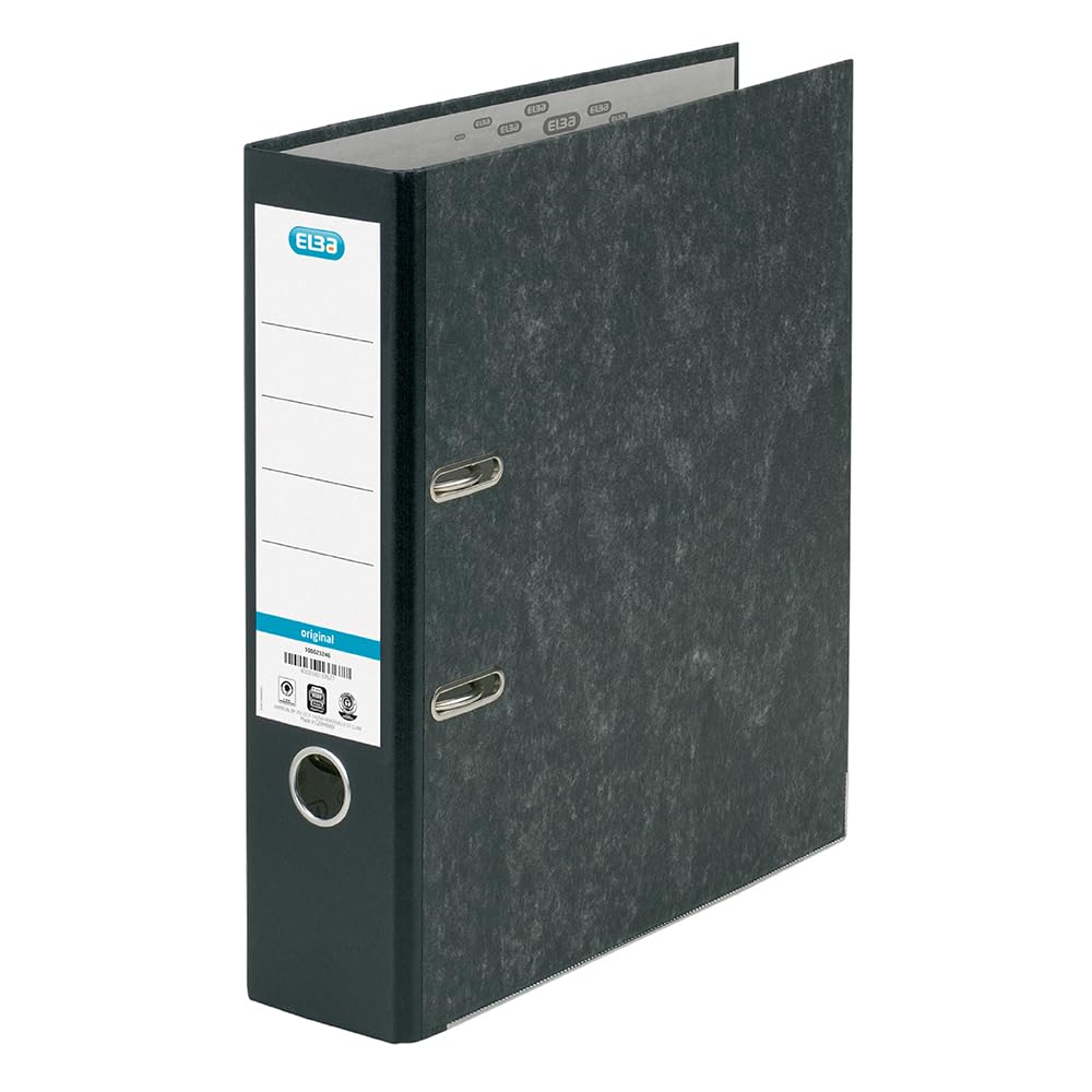 Elba A4 Classic Lever Arch File - 80mm Spine, Cloudy Black | High Capacity Filing 1