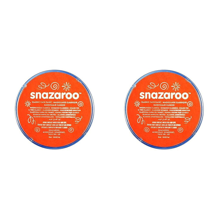 Snazaroo Classic Face and Body Paint - Dark Orange, 18.8g Water-Based, Non-Toxic, Hypoallergenic, Fragrance-Free, Made in the UK (Pack of 2)