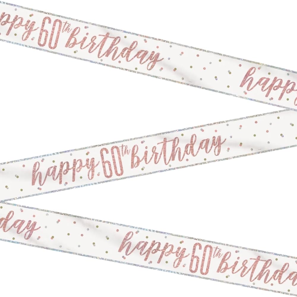 Unique Happy 60th Birthday Foil Banner - 274cm (9ft), Rose Gold