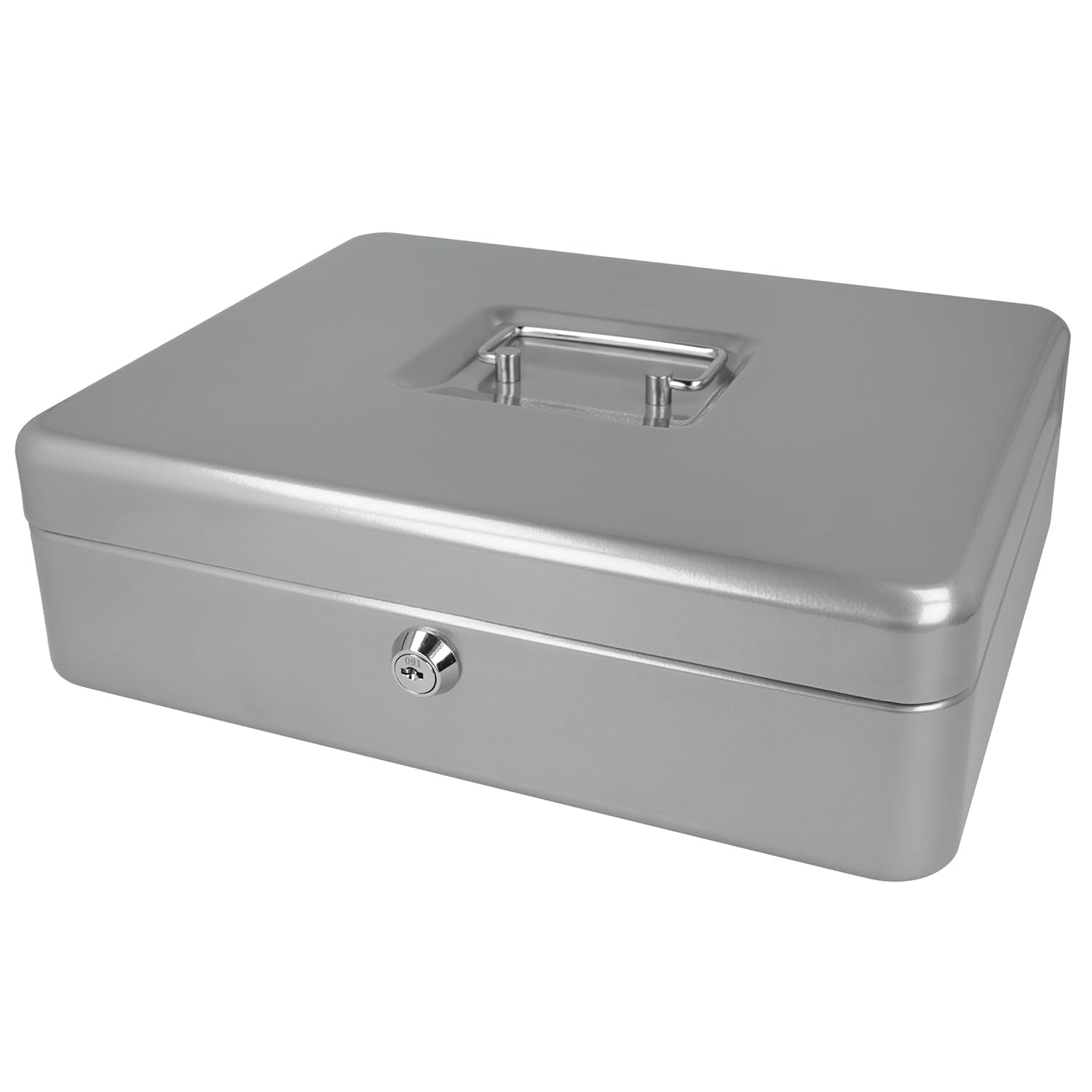 Westcott Lockable Cash Box - Large (30 cm) Sheet Steel Security | Portable | Silver