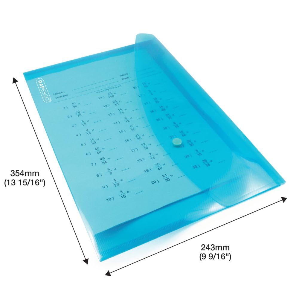 RAPESCO Popper Wallets 1665 - A4+ Capacity, 150 Sheets, Assorted Transparent Colours | Pack of 10 7