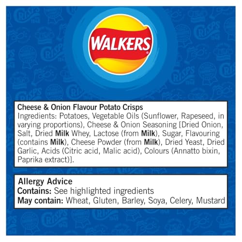 Walkers Cheese and Onion Vegetarian Multipack Crisps, 6x25g