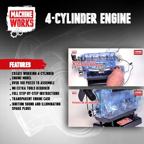 Machine Works 4-Cylinder Petrol Car Engine Replica Model - Build Your Own Engine Kit for Kids & Adults 8