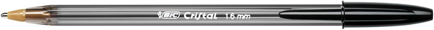 BIC Cristal Large Ballpoint Pens, Every-Day Biro Pens with Wide Point (1.6 mm), Ideal for School, Black Ink, Pack of 50