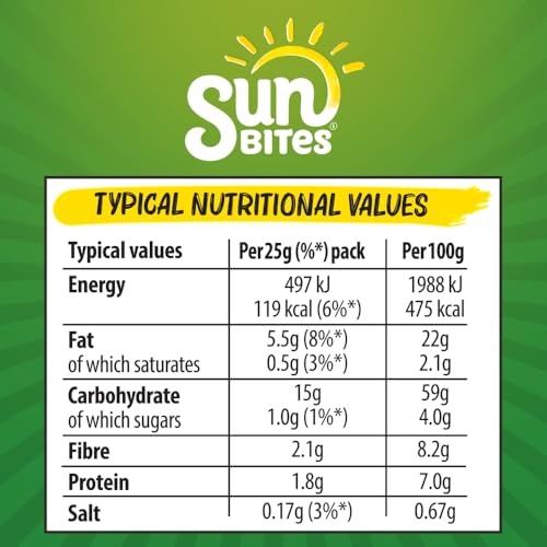 Sunbites Sour Cream & Cracked Black Pepper Wholegrain Snacks, 6x25g Multipack