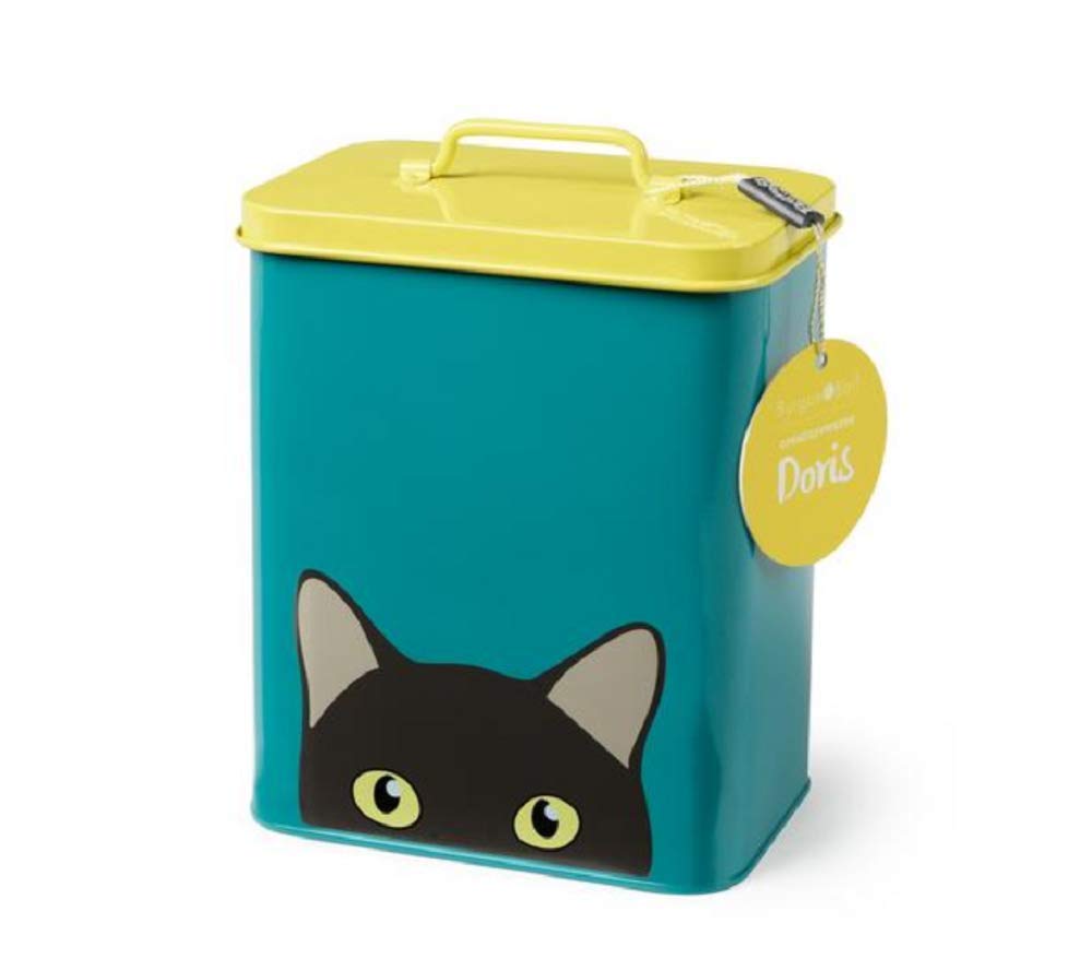 Burgon & Ball Creaturewares Cat Food Storage Tin - Airtight, Galvanized Steel | 16.5 cm x 11 cm x 20 cm