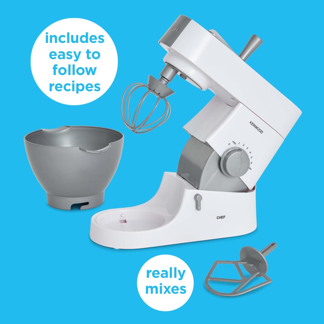 Casdon 63550 Kenwood Toy Mixer for Children Aged 3+ | Perfect for Budding Bakers Who Enjoy Mixing Real Food, Grey,26x15.5x19.5 cm 4