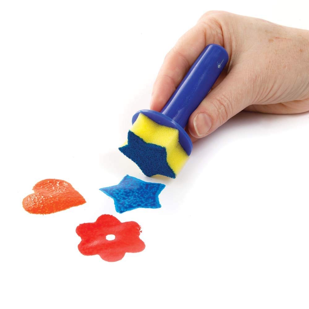 Baker Ross FE293 Sponge Paint Dabbers - Pack of 8 Assorted Shapes for Kids Art & Craft Painting