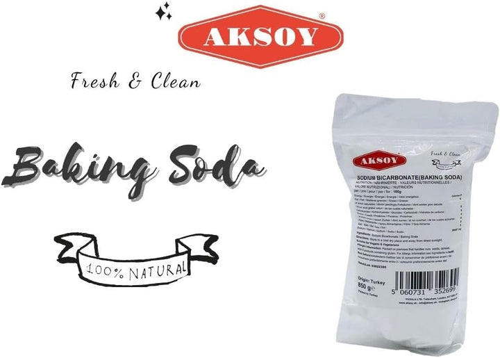Aksoy - Pure Baking Soda 850g | Sodium Bicarbonate Powder for Baking, Cleaning & Home Uses