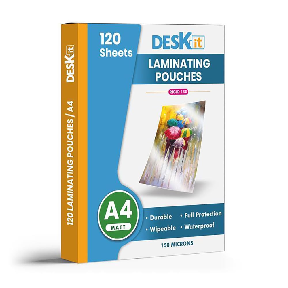 deskit A4 Laminating Pouches - Matt Finish, 150 Microns, 120 Sheets | Durable & Writeable