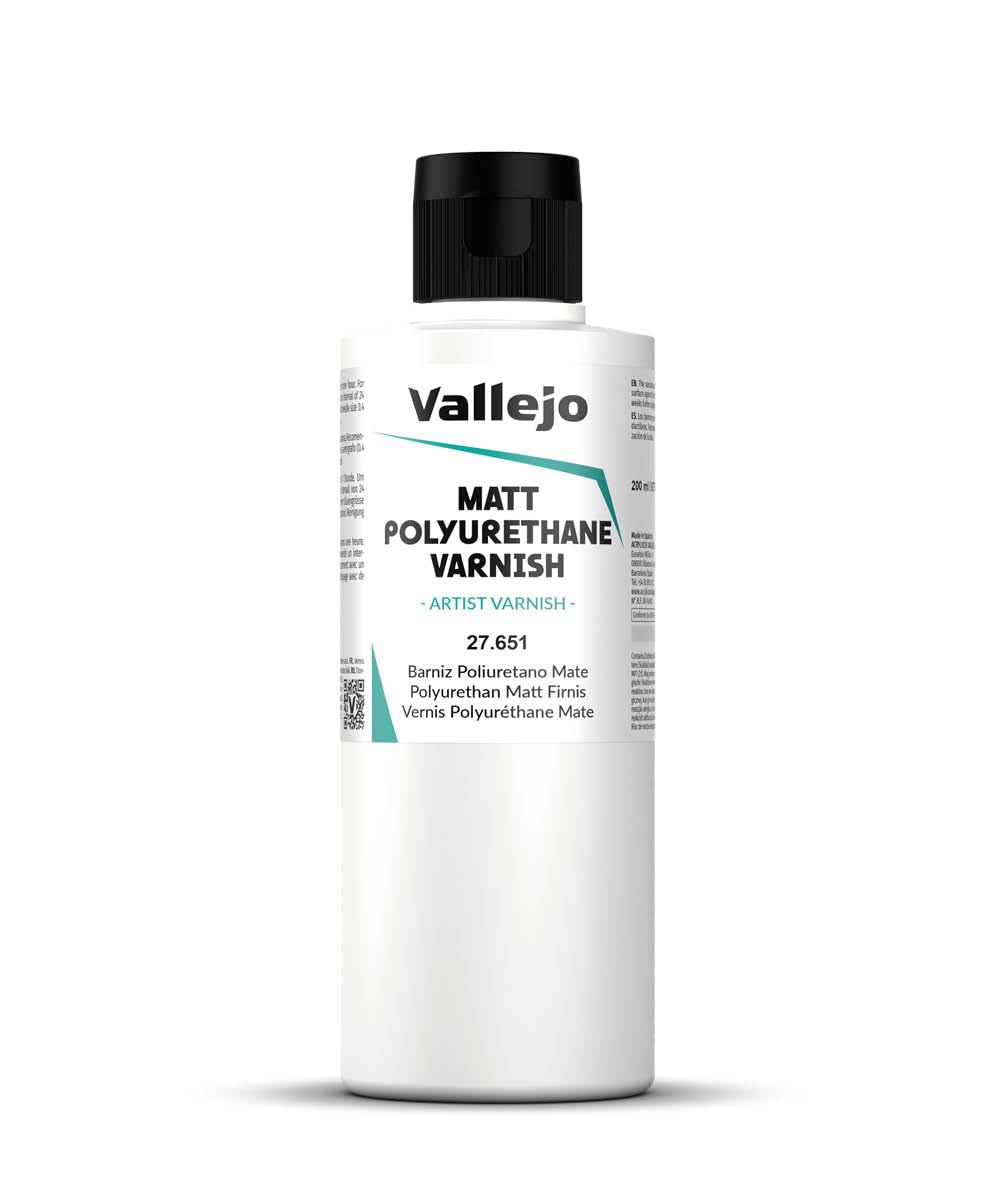 Vallejo Acrylicos Matt Varnish Polyurethane - 200 ml Airbrush Ready | Scratch Resistant Finish 1