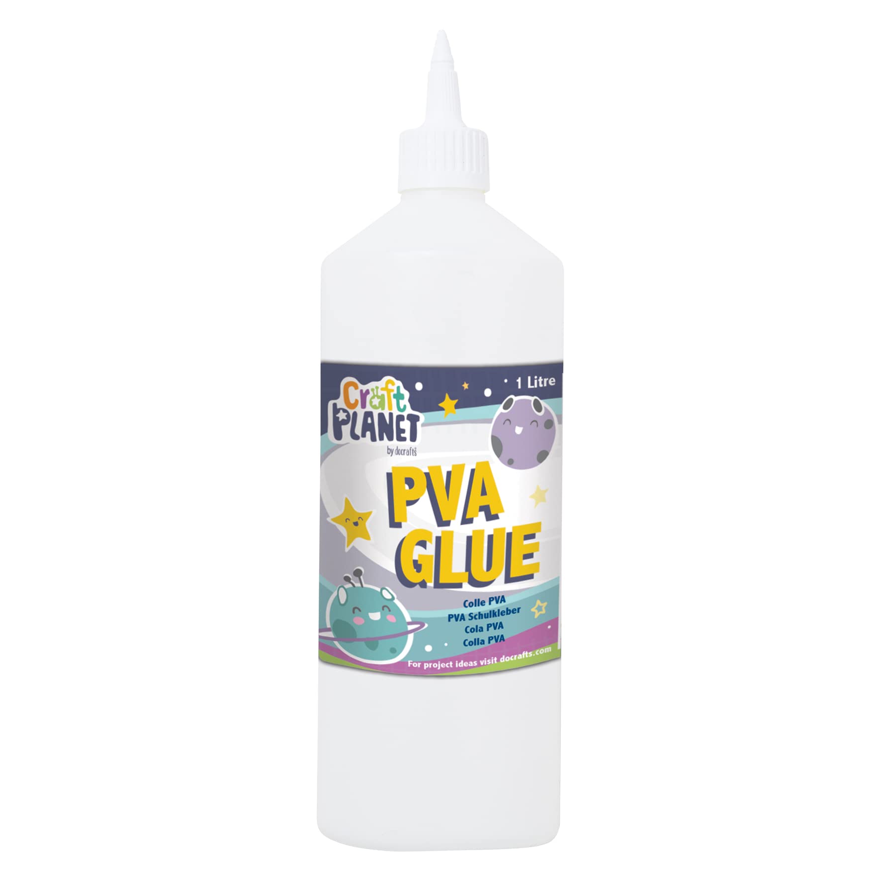 Craft Planet 1 Litre White PVA Glue | Strong, Tacky, Washable | For Paper, Wood & Kids Craft 1