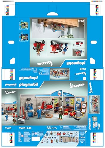 Playmobil 71620 Cars: 60s Vespa Garage Playset with Movable Lifting Platform 7