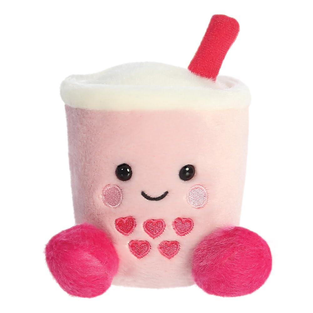 AURORA Palm Pals Tangy Heart Boba Soft Toy - 5 Inch Pink Plush | Suitable from Birth 1