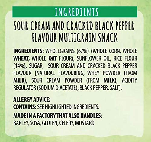 Sunbites Sour Cream & Cracked Black Pepper Wholegrain Snacks, 6x25g Multipack