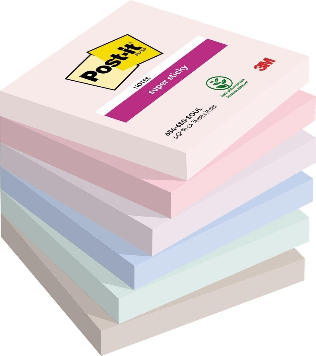 Post-it Super Sticky Notes Soulful Color Collection, Pack of 6 Pads, 90 Sheets p 1