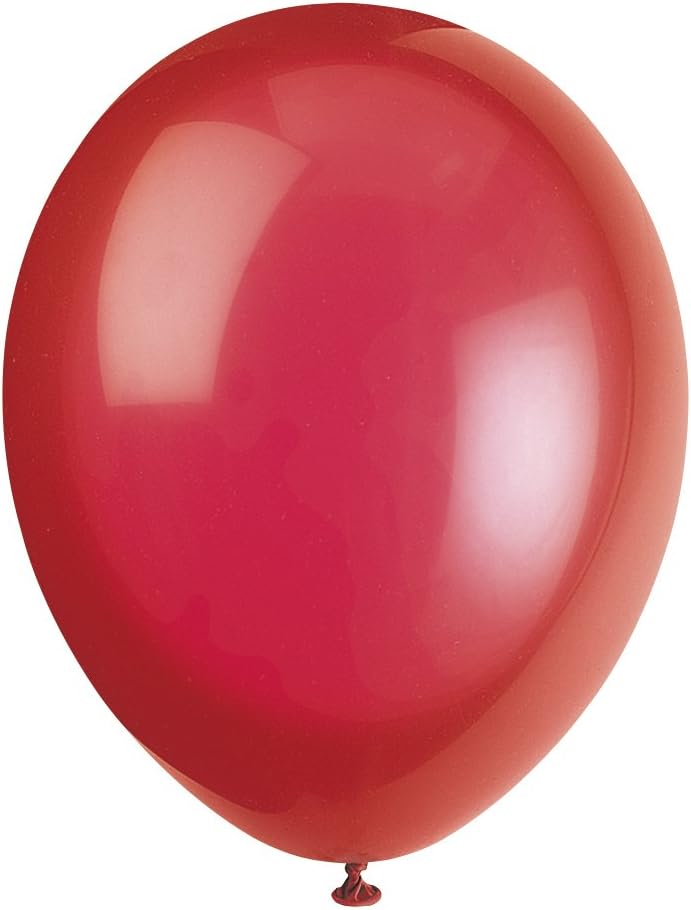 Unique Party 80012 - 12" Latex Scarlet Red Balloons, Pack of 10 1