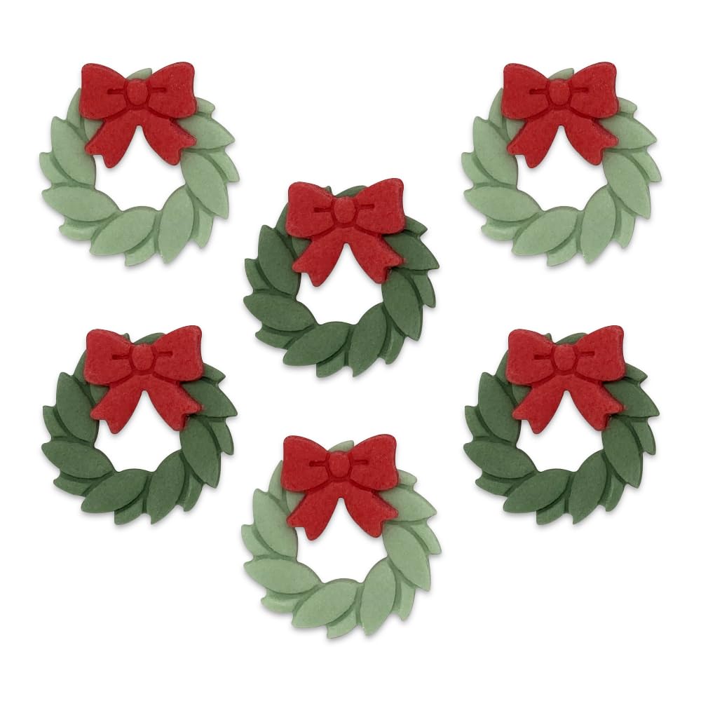 Anniversary House - Christmas Wreath Edible Fondant Cupcake Toppers 1