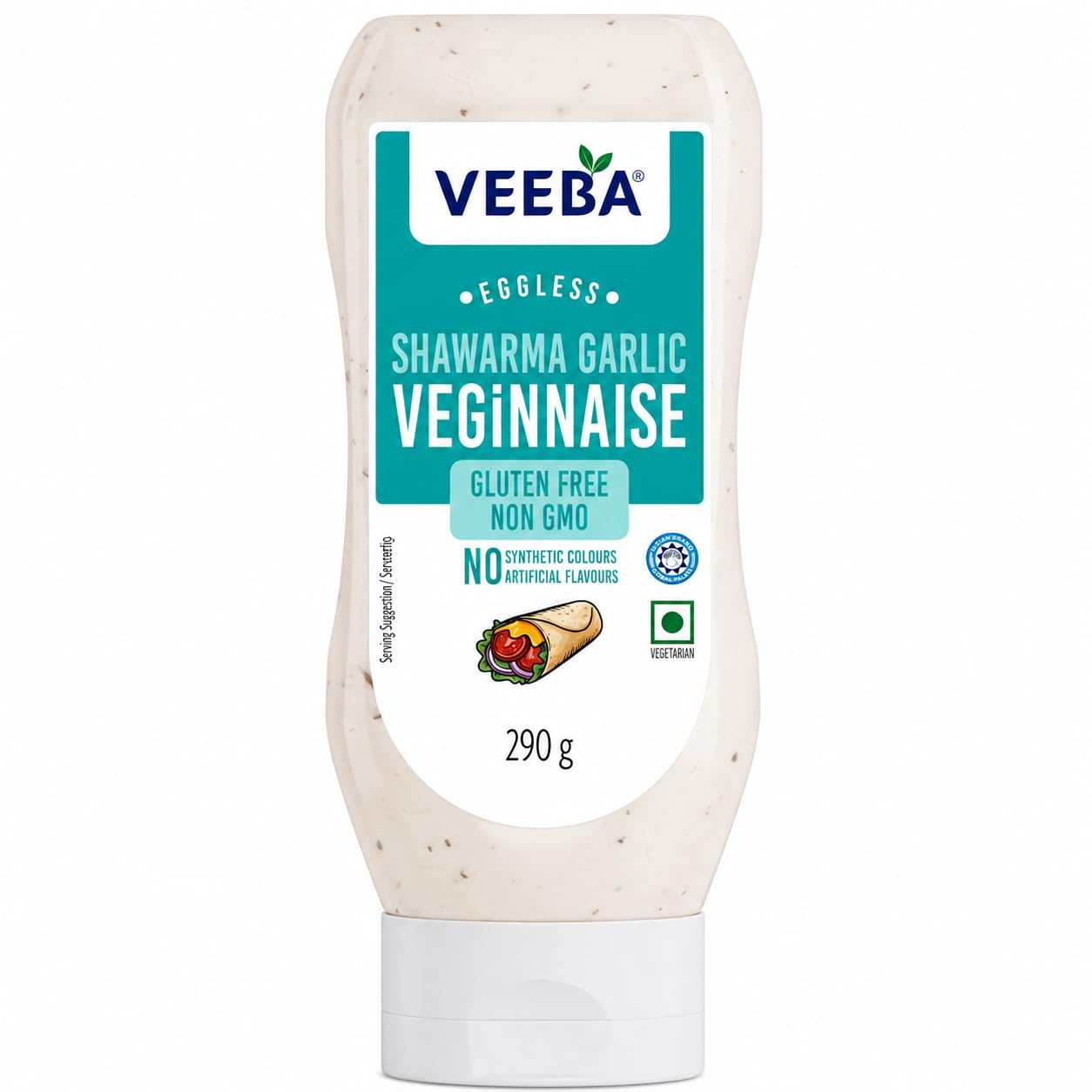 Veeba Shawarma Garlic Veginnaise Eggless Mayonnaise - 300g Pack | Vegetarian | Rich Garlic Flavor 1