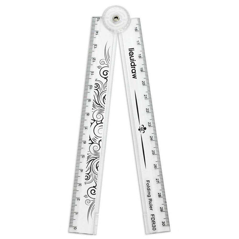 Liquidraw Folding Ruler - 30cm Graduated, Clear Plastic, Foldable to 15cm | Model FDR30 1
