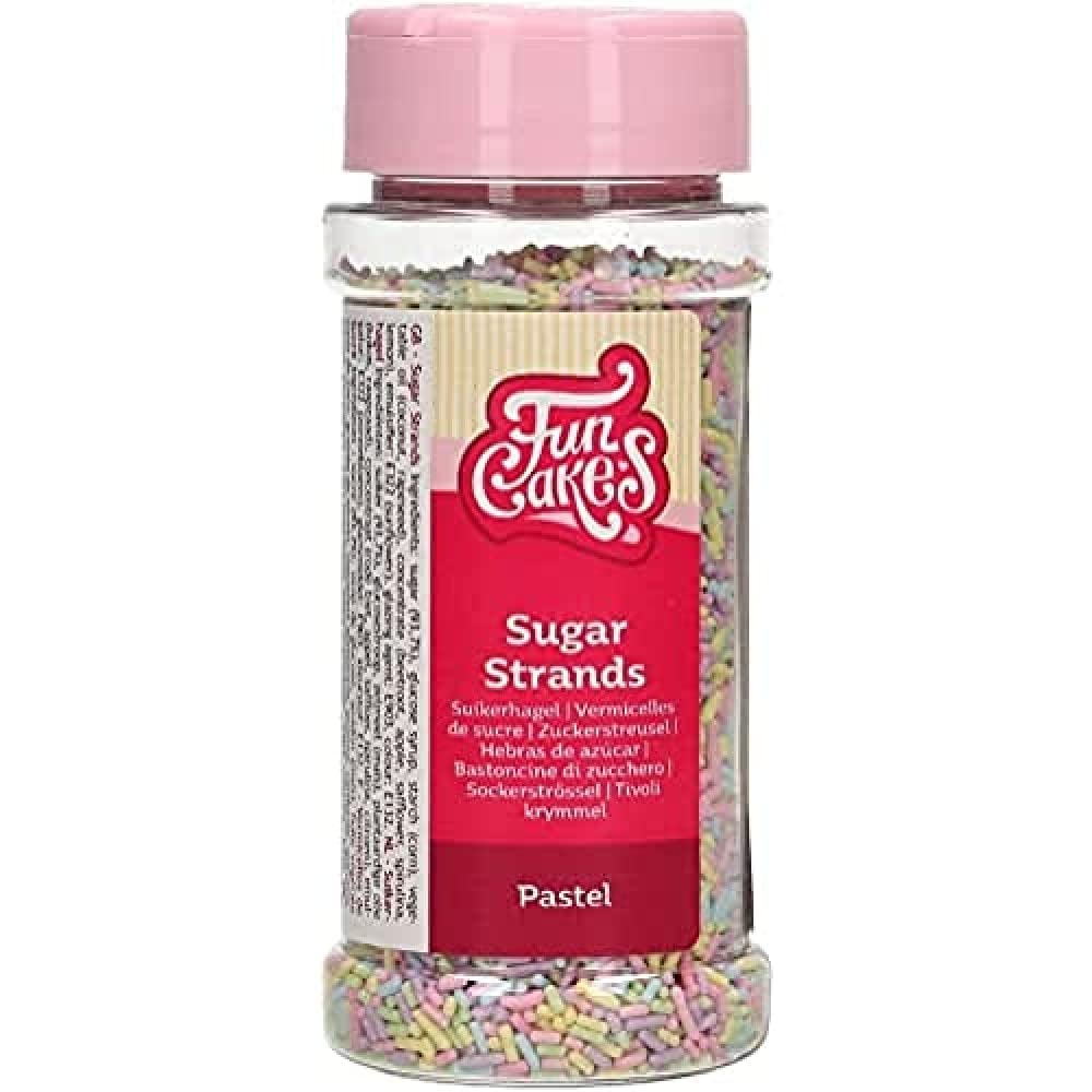 FunCakes Sugar Strands Pastel Sprinkles - XL Size, 80g | Great Taste for Cakes & Desserts