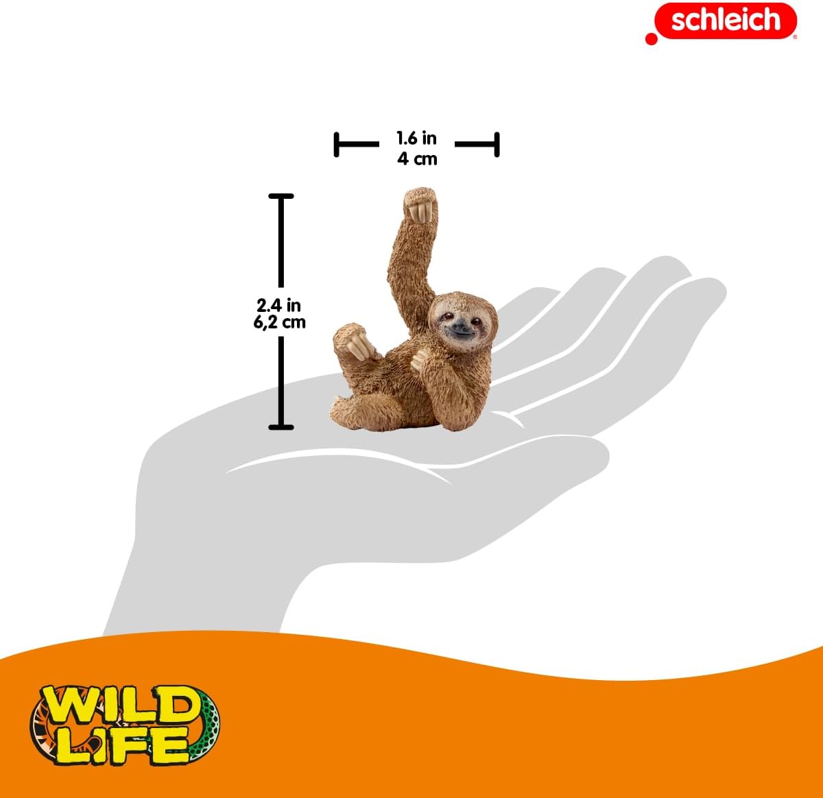Schleich 14793 Wild Life Sloth Figurine - Realistic PVC Animal Model for Imaginative Play