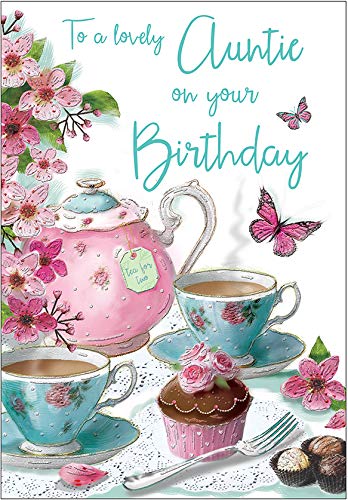 Piccadilly Greetings Auntie Birthday Card | 9 x 6.25 inches | White | Printed in UK 3