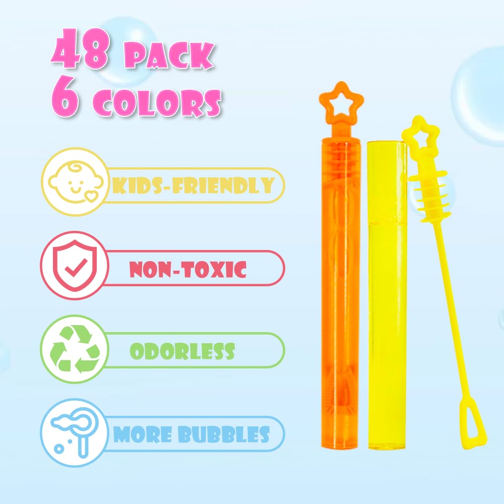 RAM Bubbles for Kids - 40 Star-Shaped Bubble Wands with 5ml Solution, Ages 3+
