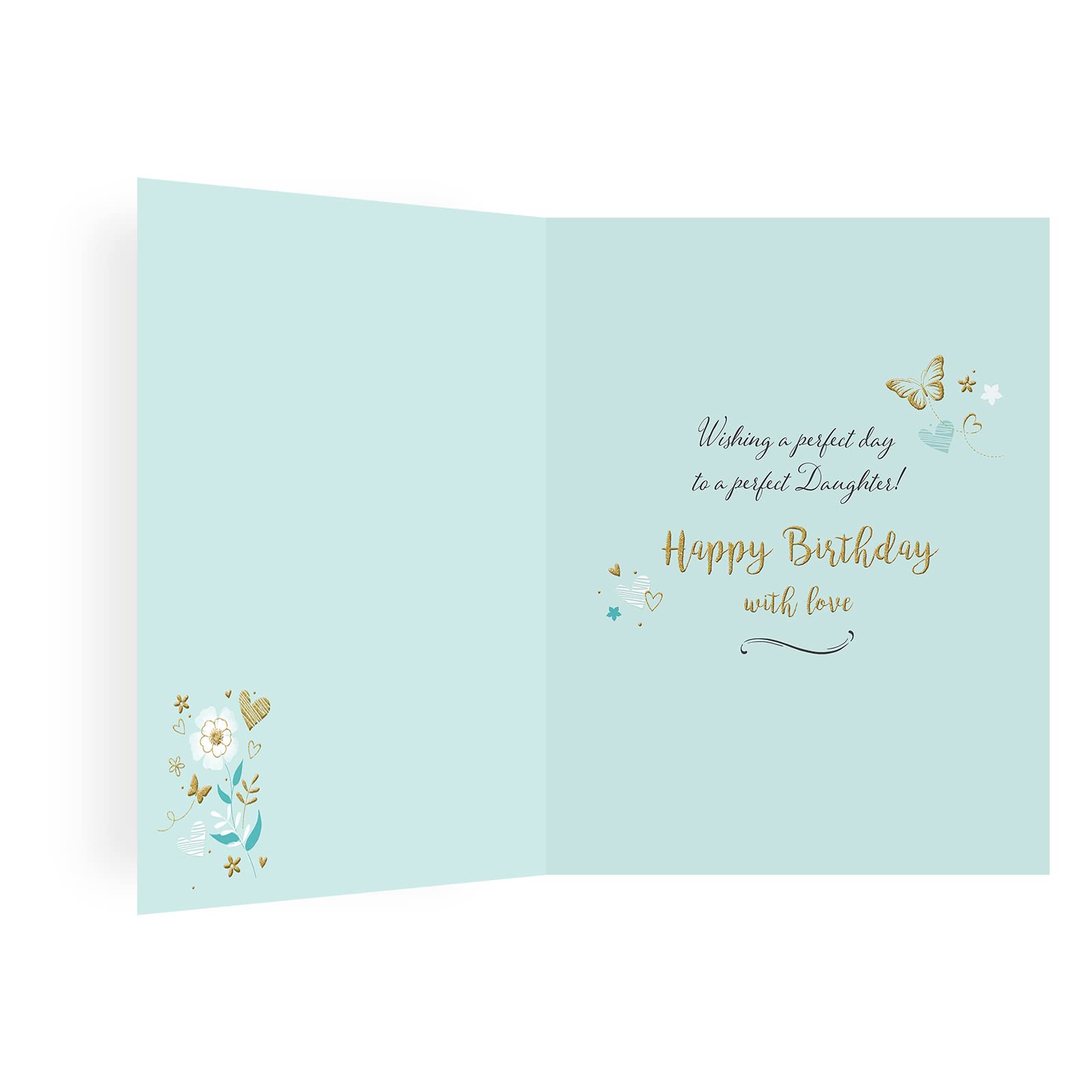 Piccadilly Greetings Modern Birthday Card for Daughter | 8 x 6 Inches | Flowers on Aqua Design 2